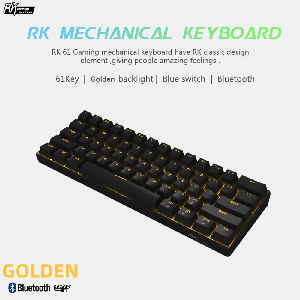 RK Royal Kludge RK61 Беспроводная Bluetooth Механическая игровая портативная 60% клавиатура 61