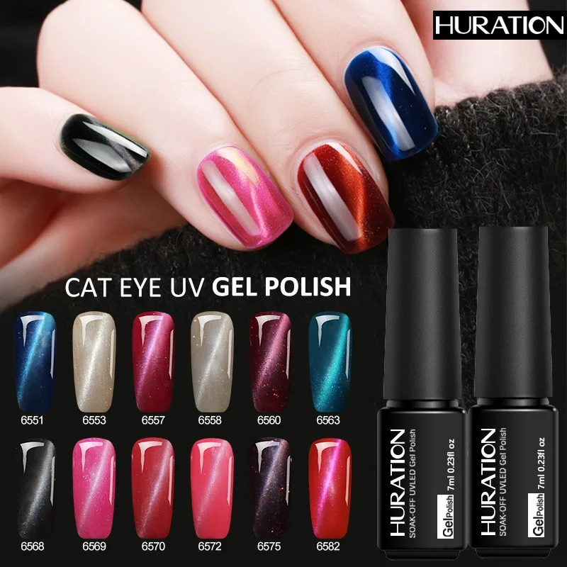 

Huration 7ml Magnet 3D Cat's Eye Gel Nail Polish UV Led Finally Hybrid Lacquer Gellak Lucky Semi Permanent GelPolish Gel Varnish