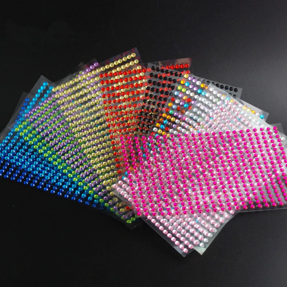 

Children's toys 5 pcs 4mm 437 Pcs /set Car Crystals Rhinestones sticker Mobile Decor Decal Acrylic Diamond Self Adhesive Sticker