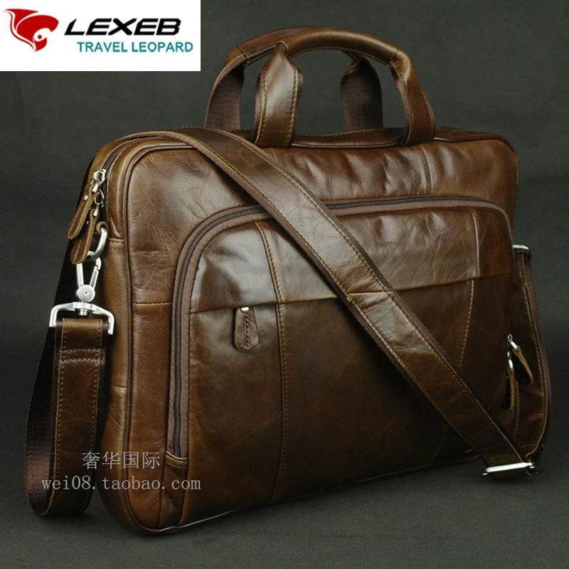 LEXEB Brand Business Briefcase Men High Quality Genuine Leather Laptop Bag 15.6 Handbag Men's Shoulder Bags With Handles Coffee new high quality leather men laptop briefcase bag 14 inch computer bags handbag business bag fashion laptop handbag for men