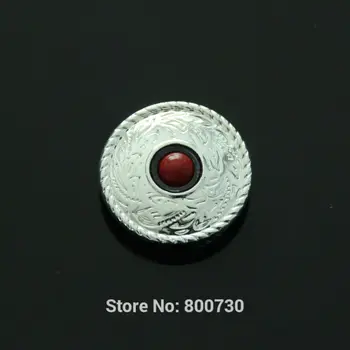 

(KB301) 50pc 1'' (2.5cm) Metal Concho Prairie Dust Concho Sterling-Silver w/ Red-Stone Leathercraft Hardware