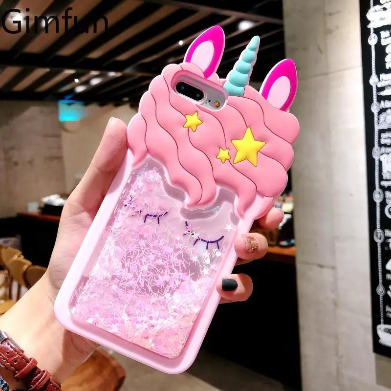 Силиконовые 3d чехлы GIMFUN Kawaii для Iphone 7 6 6s 5 8 Plus с рисунком жидкой лошади задняя