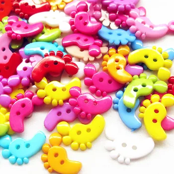 

suoja 18*20mm Mixed color foot plastic button baby sewing button decoration / sewing / craft / scrapbook accessories