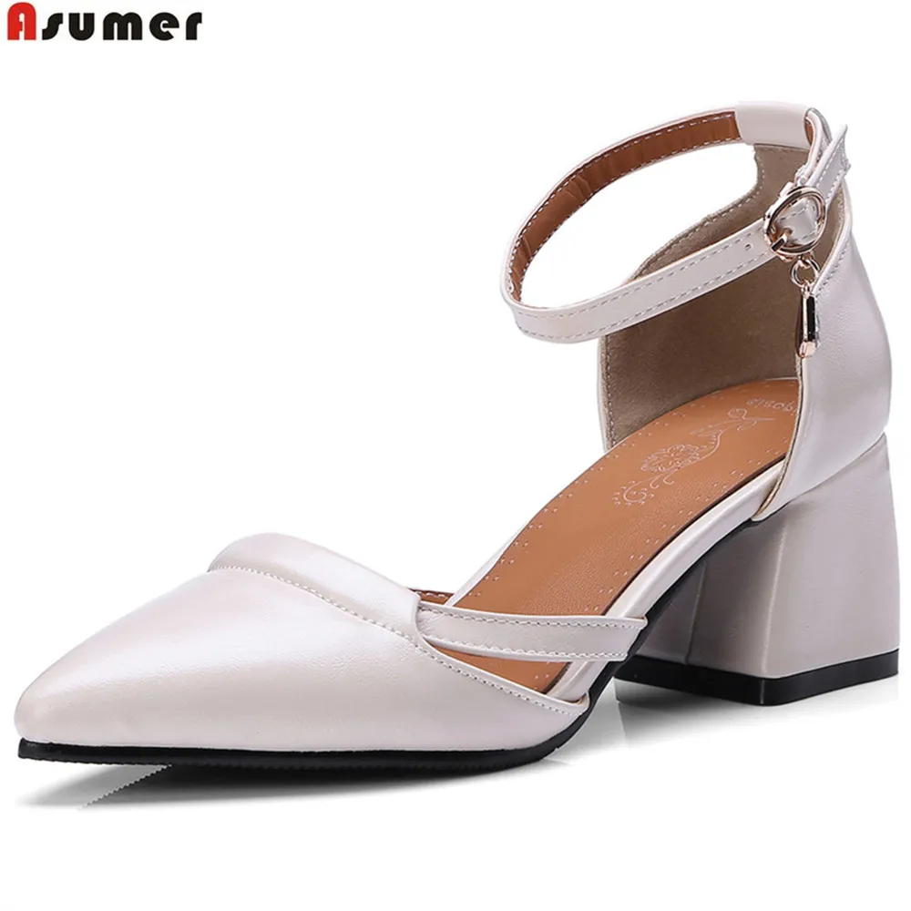 Женские туфли лодочки на высоком каблуке с острым носком и пряжкой|ladies high heel