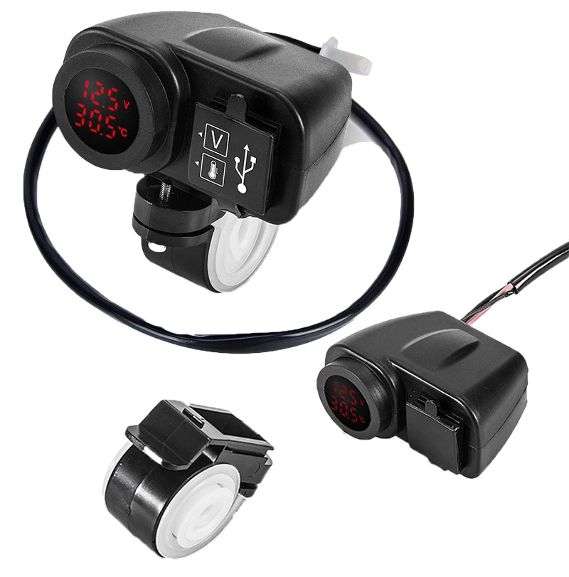 12V 4.2A мотоцикл двойной USB зарядное устройство 2.1A + до 5V с вольтметр светодиодный