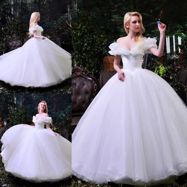 Personnalisé pour Femmes Nouveau Film Deluxe Blanc Cendrillon Robe De Mariage Adulte Cendrillon