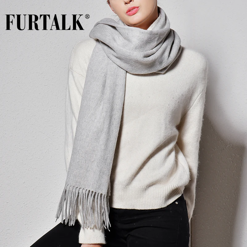 FURTALK 100% Lamb Wool Scarf for Women Wool Pashmina Bandana Winter Spring Long Women Scarf Shawls Female FURTALK 100% Lamb Wool Scarf for Women Wool Pashmina Bandana Winter Spring Long Women Scarf Shawls Female