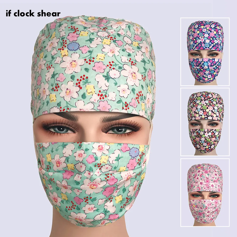 

Hospital Medical Hats Print in Black Tieback Elastic Section Cotton Design for men Scrub Caps and Pet doctor hat surgical caps