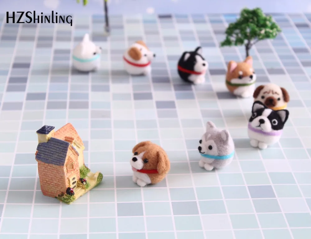Non-Finished 9 Dogs DIY Wool Felting Package Handmade Shiba Inu Dog Toy Doll Wool Felt Poked Kitting For Stitch Needle Beginner