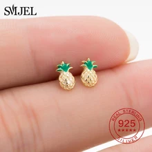 SMJEL новые серьги-гвоздики в форме растения сережки в виде ананасов 925 Серебряный Модный милый красивый вечерние серьги для женщин ювелирный подарок