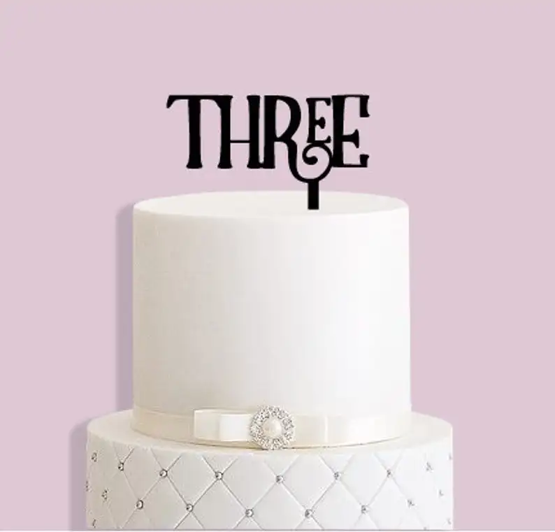 

Three 3rd Birthday Cake Topper Acrylic Black Color Cake Topper Anniversary Birthday Party Event Cake Decoration Wedding Supplies