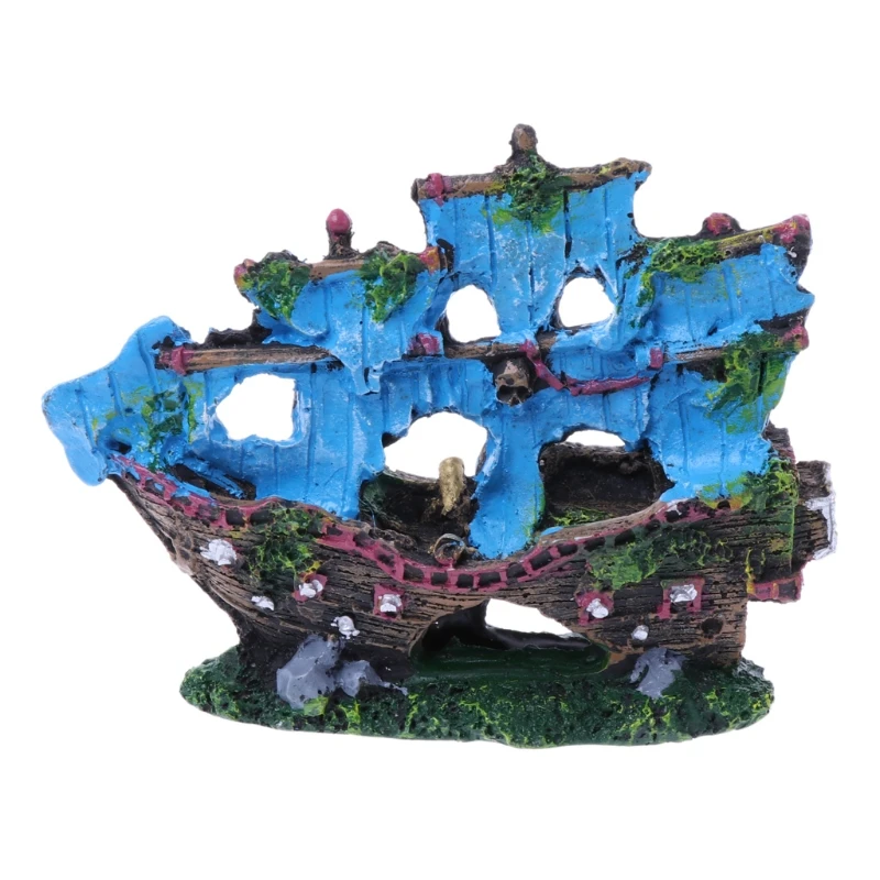 Best Buy Aquarium Ornament Resin Sailing Boat Sunk Ship Fish Tank