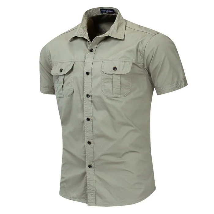 Summer Cotton Men Shirt Short Sleeve Cargo Shirt Mens Military Shirts Casual Slim FitTactical Shirt Camisa Social Camisas Hombre