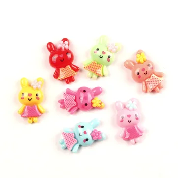

LF 50Pcs Mixed Resin Rabbit Decoration 22mm Crafts Flatback Cabochon Embellishments For Scrapbooking Hair Clips Diy Accessories