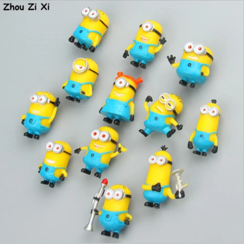 

12pcs/set Creative cute cartoon Minions refrigerator magnet stickers toys