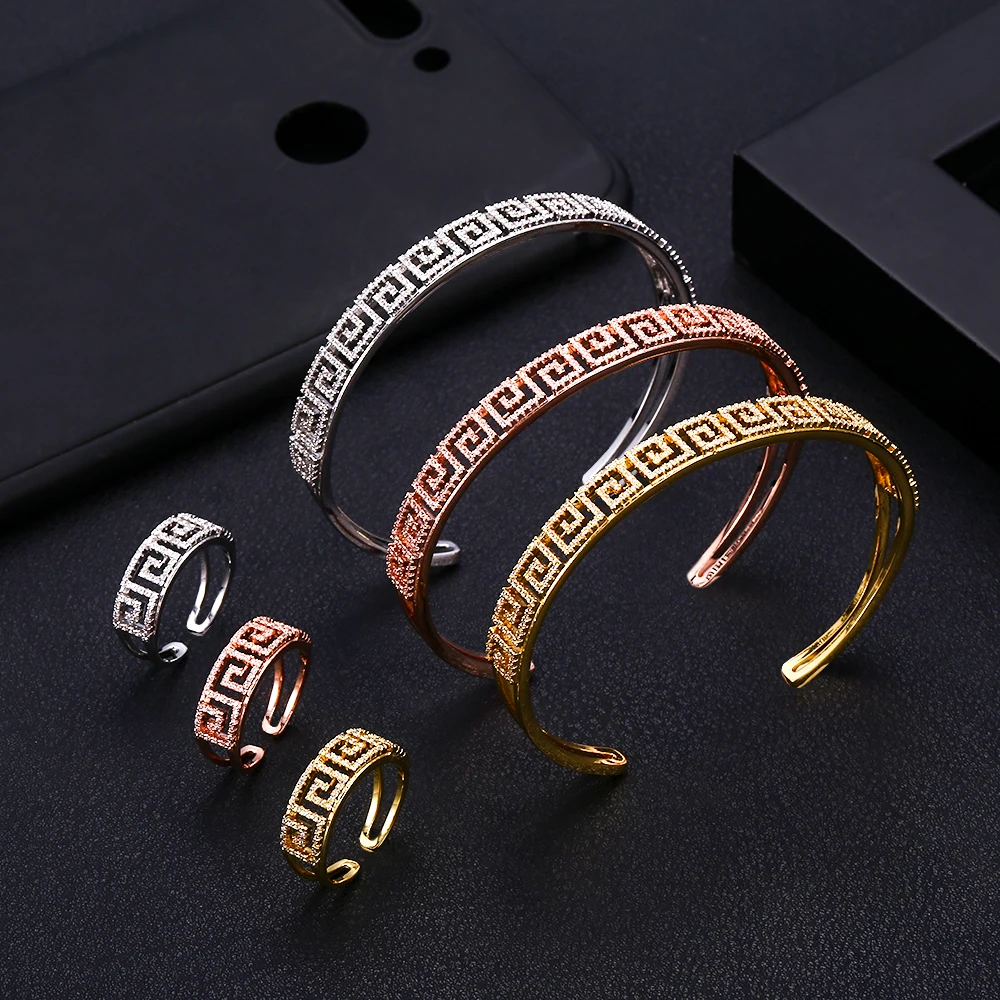 

jankelly Luxury ball shape Bangle Ring Sets Fashion Dubai Silver Bridal Jewelry Sets For Women Wedding brincos para as mulheres