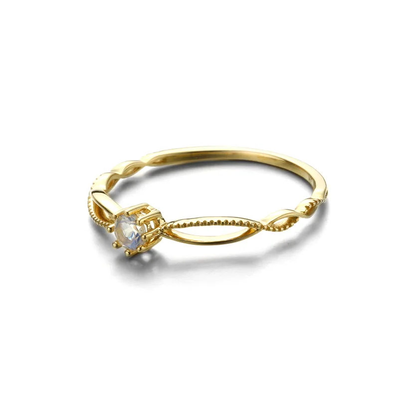 Кольца в стиле барокко из чистого желтого золота 9 к с лунным камнем для женщин и девушек, готические кольца с натуральными драгоценными камнями, ювелирные украшения на юбилей