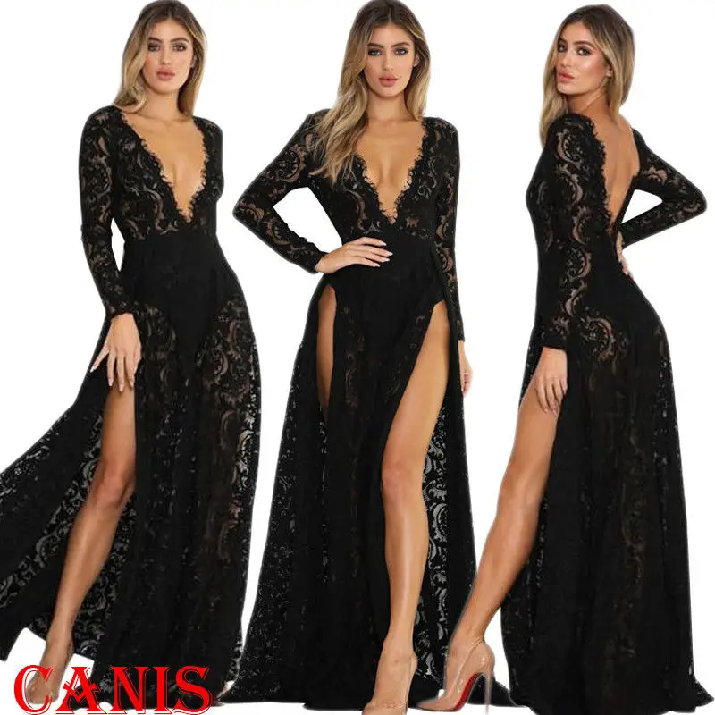 

Hirigin Maxi Dress 2018 New Womens Formal Long Chiffon Deep V Neck Dress Prom Evening Party Dresses