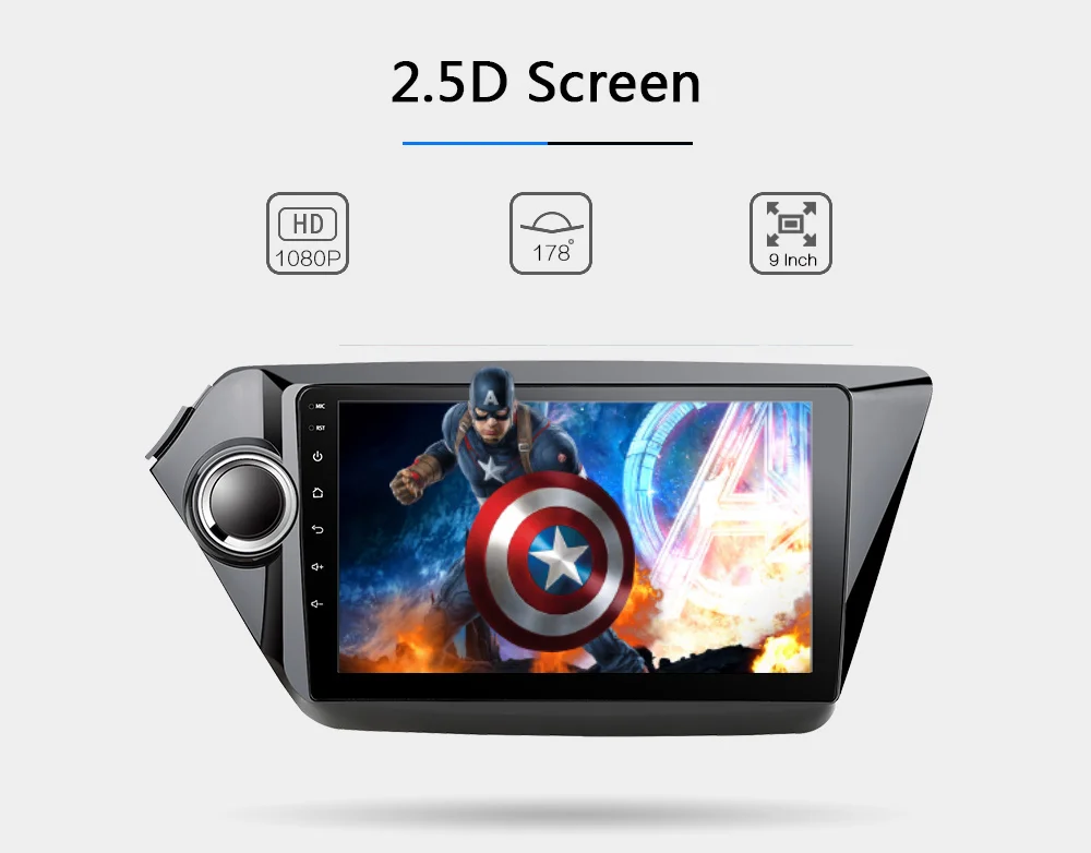 Top Funrover 8 core android 9.0 2din car dvd multimedia player for kia rio k2 2011-2016 radio gps navigation DSP LTE 64G SIM 9" 2.5D 3