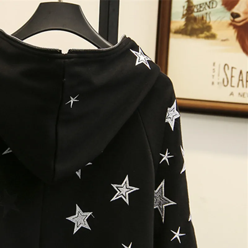 Толстовка на молнии с длинным рукавом черная Свободная 2019|black sweatshirt|hood hoodiehoodie top |