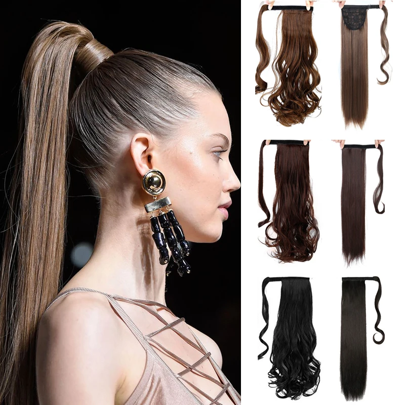 

MSTN Long Wavy and Curly Real Natural Ponytail Clip in Ponytail Hair Extensions Wrap Around on Synthetic Hair Piece for Women
