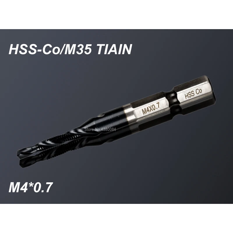 

1Pc 4MM Cobalt HSS Spiral Pointed Complex Tap TIAIN M35 Stainless Steel Tapping Chamfering Tool Hex Shank Metric M4*0.7
