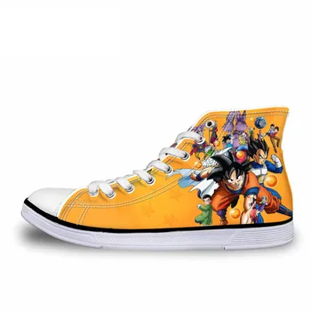 

ThiKin Cartoon Anime Dragon Ball Z Print Mens High-top Vulcanized Shoes Cool Super Saiyan Son Goku Canvas Shoes for Men