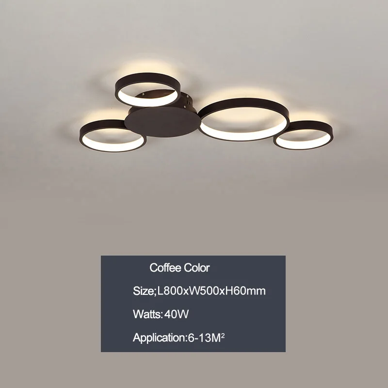 Кофейная или белая отделка, современная светодиодная потолочная люстра, Светильники для гостиной, мастерской комнаты, AC85-265V, светодиодная люстра - Цвет абажура: Coffee 800x500mm