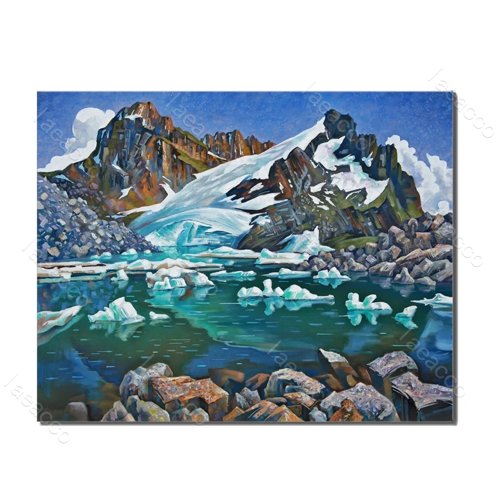 

Laeacco Abstract Snow Mountain Posters and Prints Wall Art Vintage HD Canvas Painting for Home Living Room Decoration No Frame