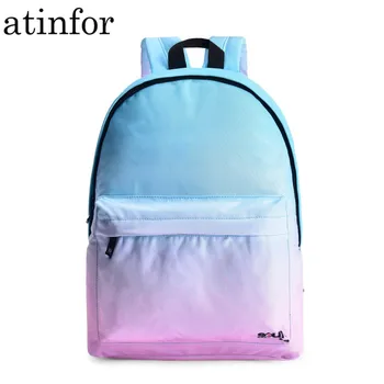 

Fashion Preppy Style Gradient Printing Women Canvas Backpacks School Laptop Bagpack for Teenage Girl