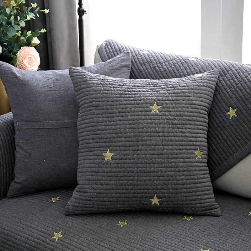 Полосатые вышитые звезды чехлы для диванов, хлопковые нескользящие чехлы для диванов, полотенец, стульев, коврики для гостиной/гостиной, декоративные l-образные