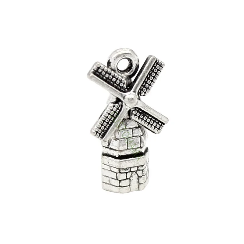 60pcs-Antique серебро 3D подвески в форме мельницы кулон 17x9mm | Украшения и аксессуары
