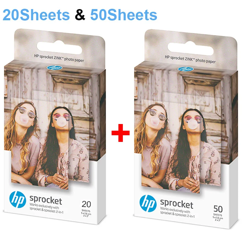 Beste Zink Fotopapier 5*7.6cm (2x3 inch) voor HP Tandwiel Foto Printer Zonder Inkt Sticky Backed Diy Foto Afdrukken 20 50 Lakens