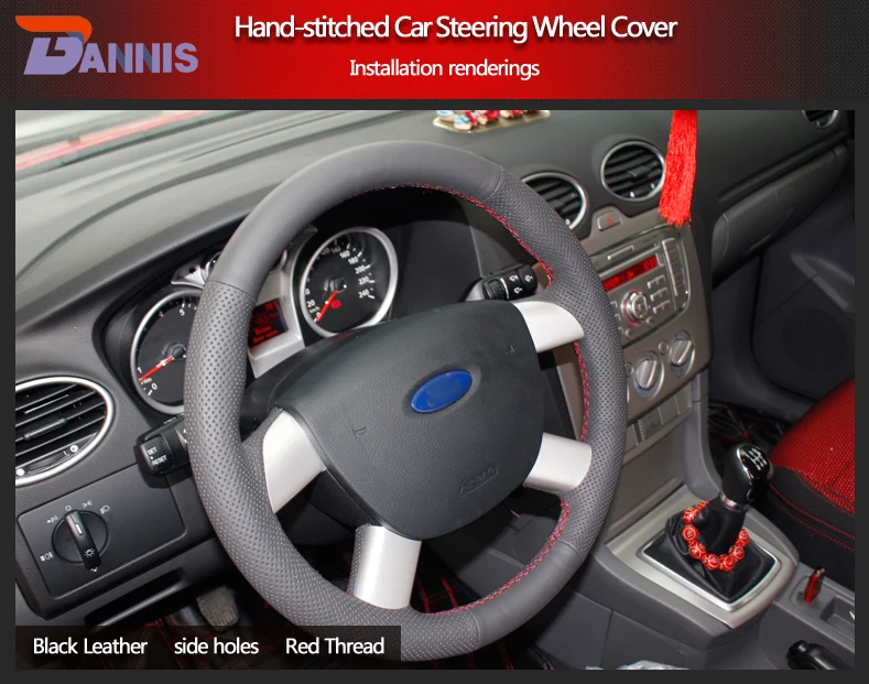 BANNIS черная искусственная кожа DIY Ручная прошитая крышка рулевого колеса для Ford Kuga 2008-2011 Focus 2