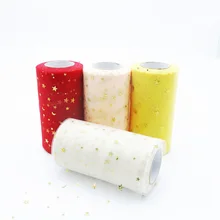 

13 cm*25yd Star Moon Glitter Spool Tulle Mesh Roll Fabric DIY Baby Shower Tutu Dress Gift Packaging Wedding Birthday Party Decor