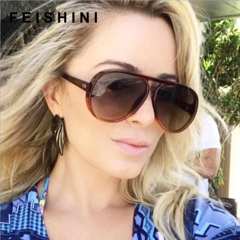 Feishini карамельный цвет тренд хип хоп унисекс солнцезащитные очки для мужчин прозрачные линзы видение красные солнцезащитные очки для женщин винтажные очки авиатора uv400