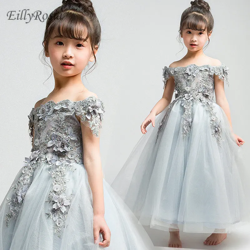 light gray flower girl dress