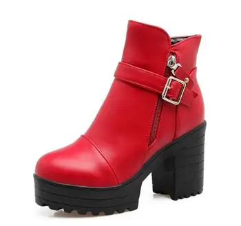 

Ladies Size 26-62 Women Shoes Woman Chunky High Heels Zapatos Mujer Pumps Platform Motorcycle Winter Ankle Boots BYB16165