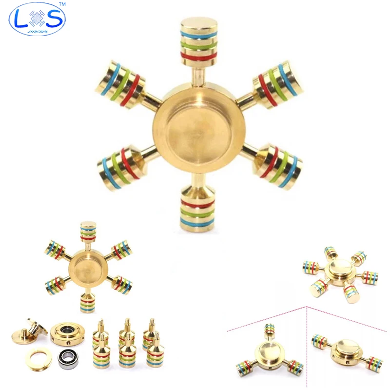 Chegam novas multicolor 6 mão spinner metal fidget Tempo Longo Para O Autismo e TDAH top spinner spinner Rotação brinquedo