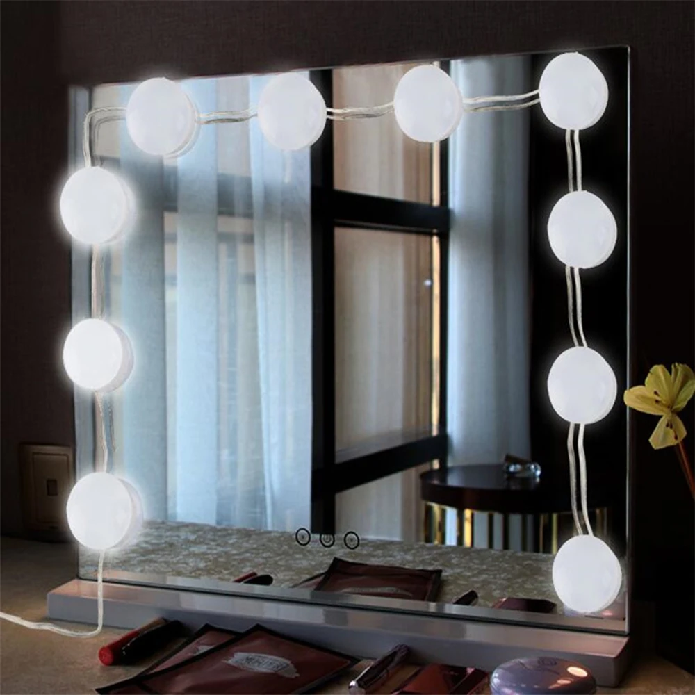 10 шт. макияж зеркало с подсветкой светодио дный косметическое зеркало лампа затемнения лампы