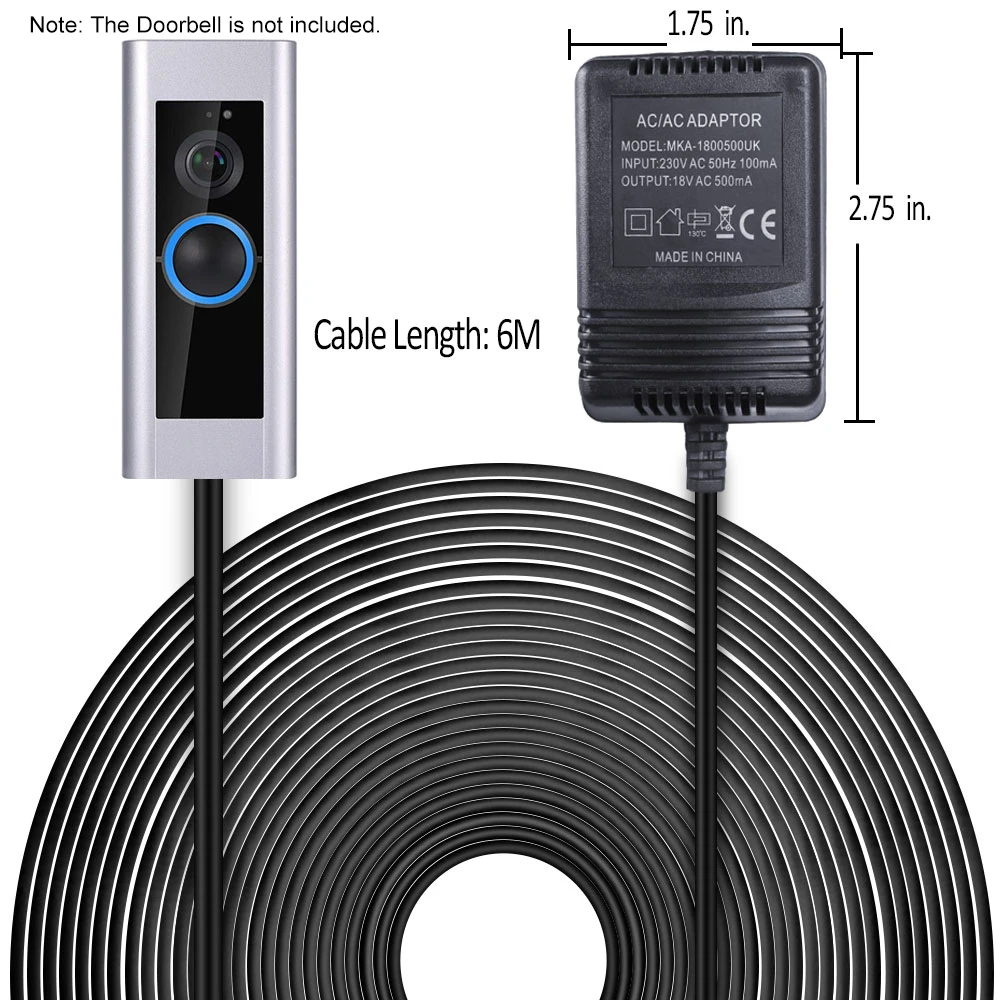 Адаптер питания для кольцевого видео дверной звонок Pro, для кольцевого видео дверной звонок, для кольцевого видео дверной звонок 2, для гнезда hello, кабель 6 м