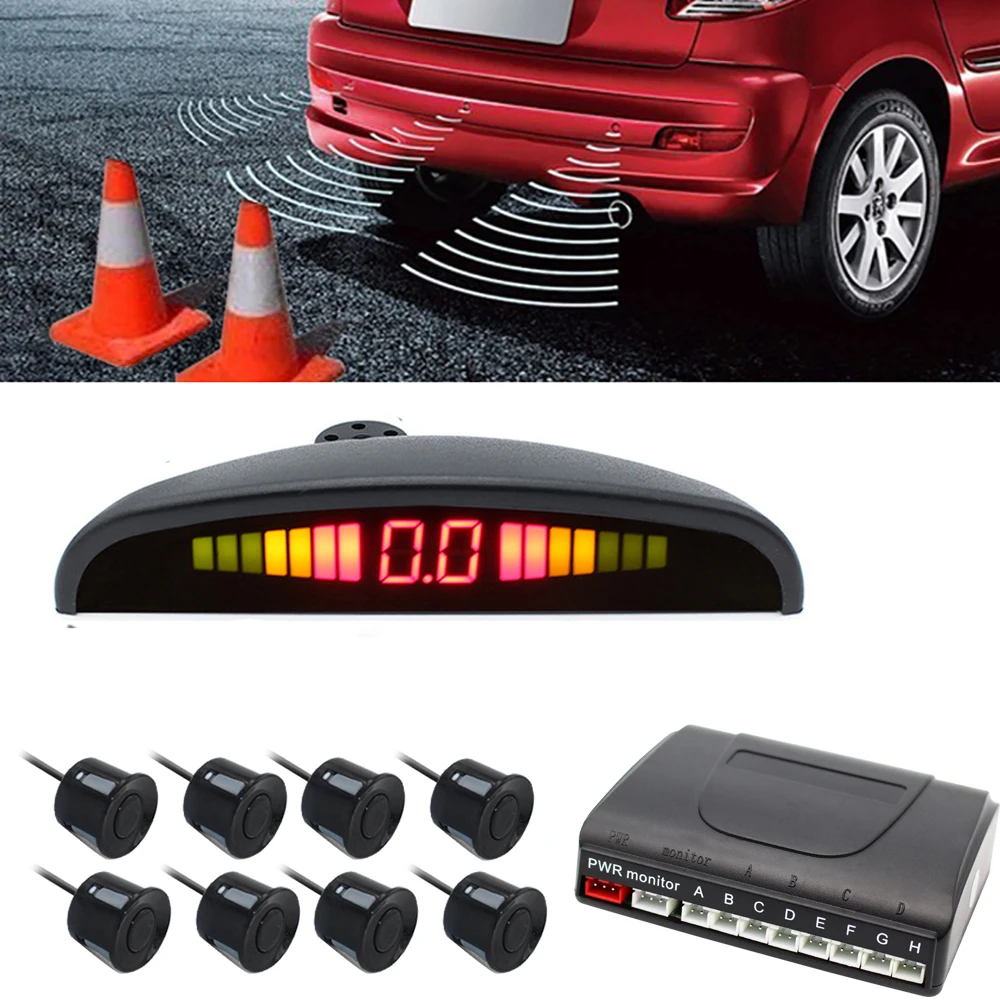 

Car Parktronic LED Parking Sensor With 8 Sensors Reverse Backup Car Parking Radar Monitor Detector System 22MM Backlight Display