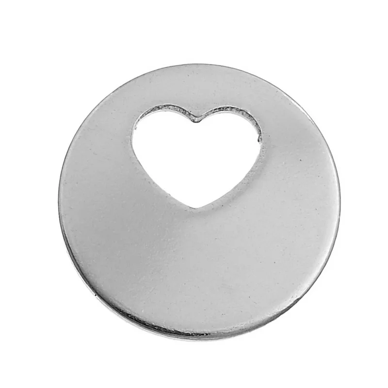 

New Arrival 2016 Jewelry Making 10PCs Stainless Steel Stamping Blank Round Hollow Heart Pendants 12.5mm Dia.