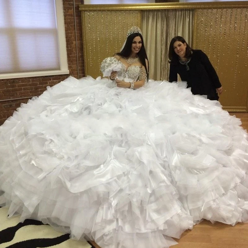 Luxury-vestido-de-noiva-robe-de-mariage-2017Sexy-Shining-White-Organza-Tulle-Ball-Gown-Gypsy-Wedding