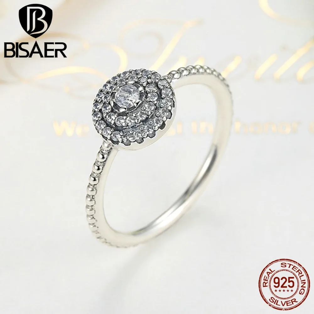 Стерлингового серебра 925 Серебряная круглой формы сияющая элегантность, прозрачный CZ цветок кольца для женщин обручальное кольцо ювелирные изделия WEU7178