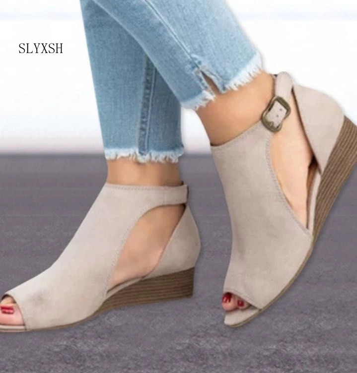 

SLYXSH Summer Shoes Woman Platform Sandals Women Soft Leather Casual Peep Toe Gladiator Wedges Women Sandals Size 35-43