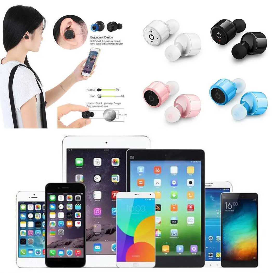 

Portable Mini TWS Wireless Bluetooth Earphone Stereo Handsfree Rechargeable In Ear Sport Headset For Phone Earbuds Black Pink