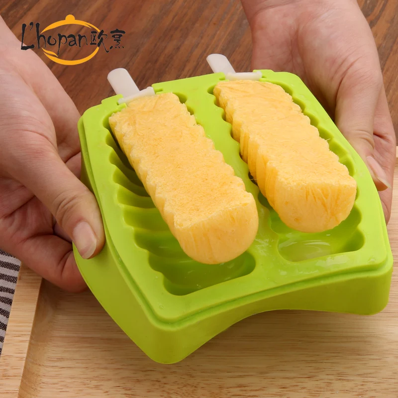 DIY Ice cream popsicle mold tool with lid and stick Rectangle shape