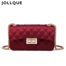 Jollque, 6 цветов, мини Желейная сумка, металлическая цепочка, ремень, вечерние, известный бренд, сумки через плечо, маленькие, ПВХ, стеганые, сумочка, подарок ребенку