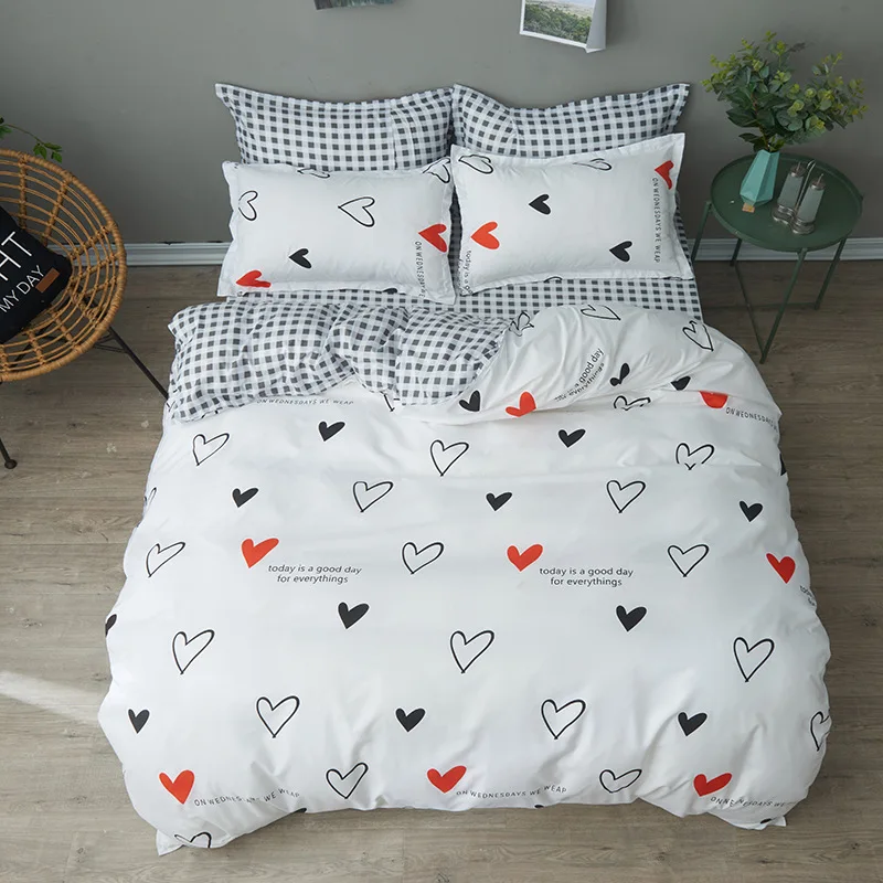 Black White Red Heart Shape Twin Full Queen King Size Bedding Set Duvet Cover Bed Flat Sheet Pillow Case 3pcs 4pcs Buy At The Price Of 8 48 In Aliexpress Com Imall Com